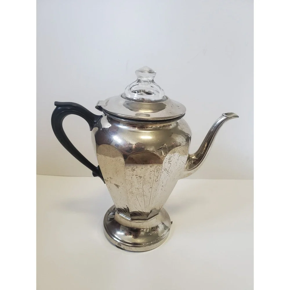 GE Hotpoint Coffee Pot Percolator Art Deco Spider Web Vintage Gothcore **AS IS